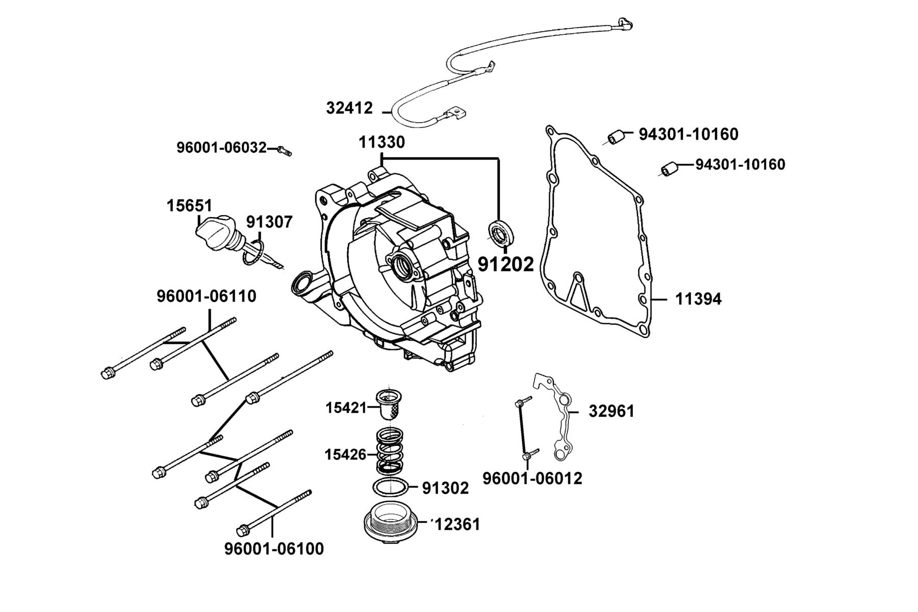 LIKE 150i ABS MY2026 Right Crankcase Cover parts diagram